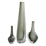 Group of Three Heavy-Walled "Vases by Nils Landberg for Orrefors