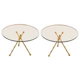 Vintage Pair of 1940's Brass 'Bamboo' Tables