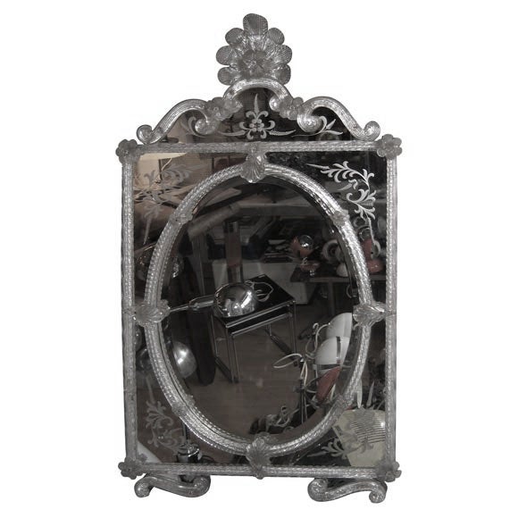 Oval-in-Square Italian Decorative Mirror For Sale