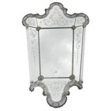 Venetian Mirror with Engraved Flowers and Applied Glass Flowers