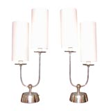 Pair of Nickel Plated Double Arm Lamps