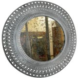 Vintage French round tin articulated mirror