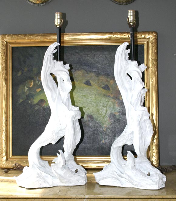 Winter white driftwood table lamps
