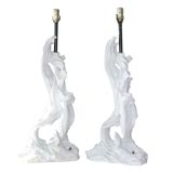 Winter white driftwood table lamps