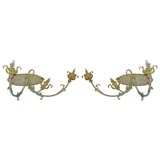 A Pair of Grand Scaled Toleware Botanical  Wall Sconces