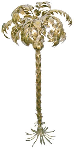 Italian  Gold Leaf Date Palm Tree Floor Lamp
