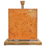 Pair Table Lamps in Burl Maple by J.C. Mahey