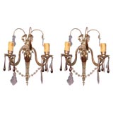 LOUIS XV STYLE SILVER PLATED SCONCES