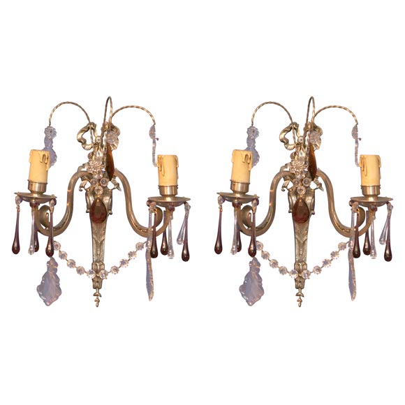 LOUIS XV STYLE SILVER PLATED SCONCES For Sale
