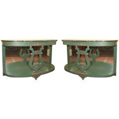 Pair of Painted and Mirrored Console Tables