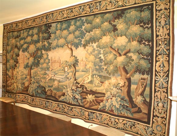 18th Century and Earlier 17th Century 18.5 Foot Long Verdure Tapestry For Sale