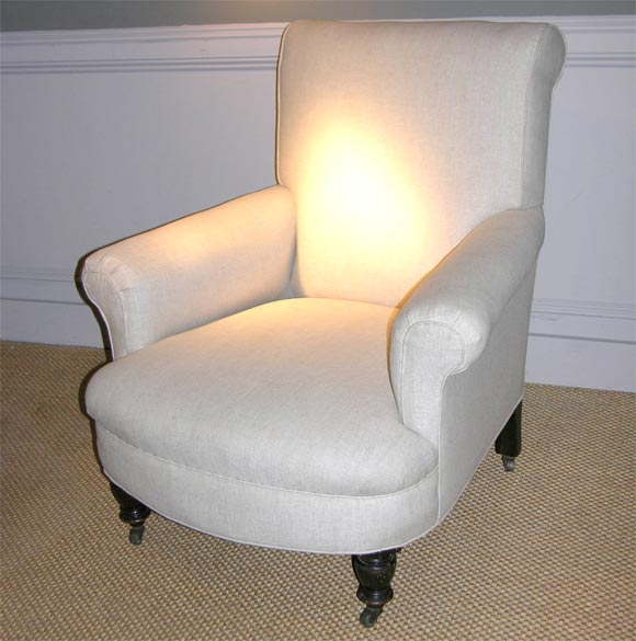 Pair of 19th c. English rolled-arm clubchairs