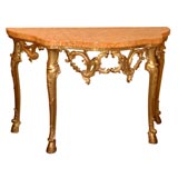 Italian gilded console table with faux marble top