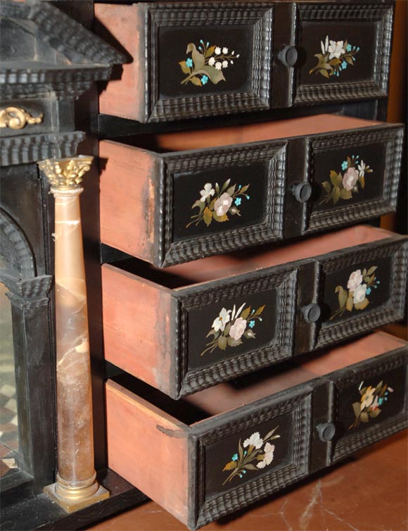 18th Century and Earlier Florentine ebonized pietra dura collector's cabinet For Sale