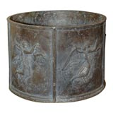 Pair of English cast lead cylindrical garden tubs