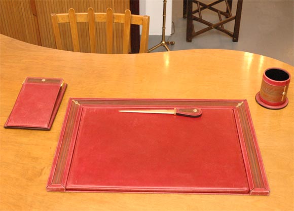 Red Leather Gucci Desk Set