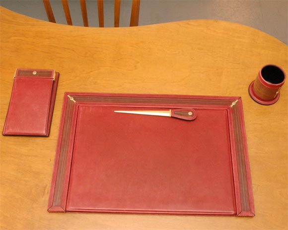 Mid-20th Century Red Leather Gucci Desk Set