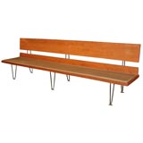 Retro Luther Conover Mahogany & Iron Bench w/Naugahyde cushion