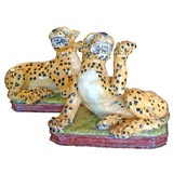 Antique Majolica Leopards