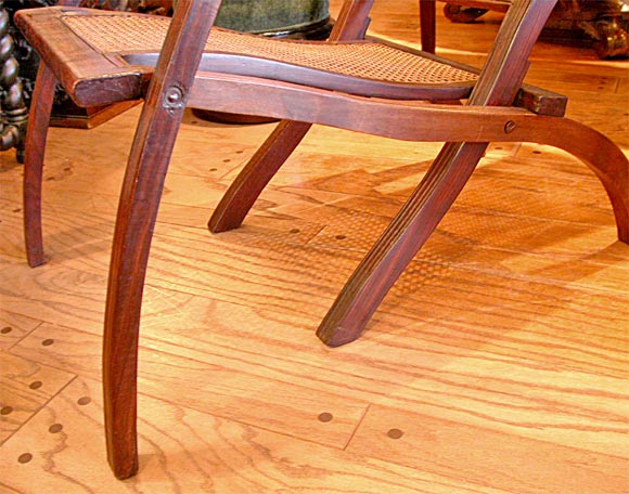 Indo-Portuguese teakwood adjustable lounge chair with cane seat 3