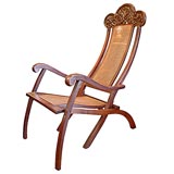 Indo-Portuguese teakwood adjustable lounge chair with cane seat