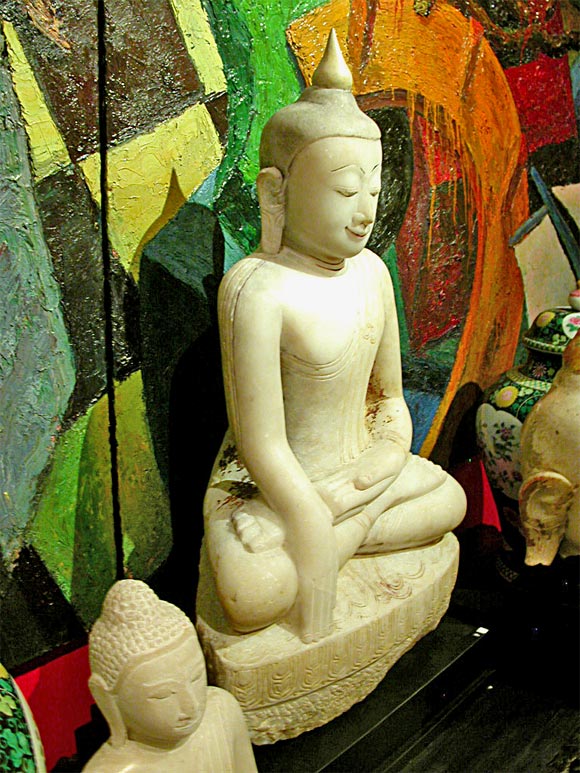 18th Century and Earlier Burmese Alabaster Seated Buddha, 18th century