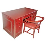 Red leather desk and chair