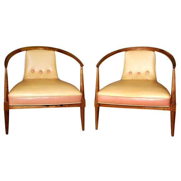 1950s Danish Walnut Arm Chairs, Matched Pair