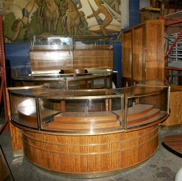Art Deco Style Showcases 21+ Cabinets in Flamed Maple & Brass