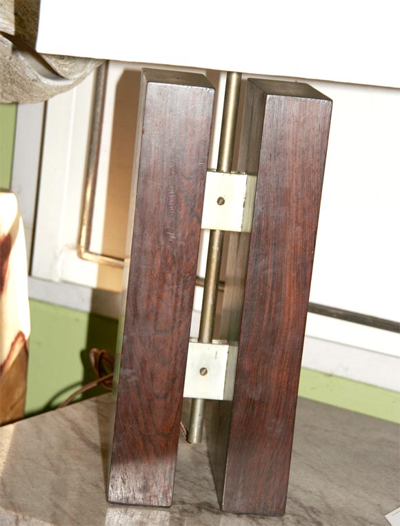 Mid-20th Century Rosewood Block Lamp by Sergio Rodriguez