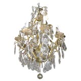1920's French crystal and bronze chandelier