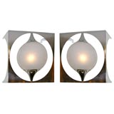 Pair of large square Murano sconces