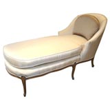 french  Louis XV style recamier upholstered in raw silk