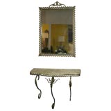 French  Art Nouveau  entrance hall ensemble with onyx shelf