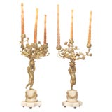 pair of French 19th century bronze candelabre