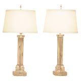 Pair of Crystal Collumn Lamps