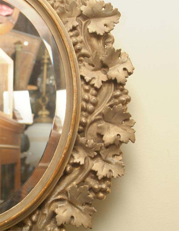 Hand Carved Oval Gold Painted Mirror, 19th Century In Good Condition For Sale In San Francisco, CA