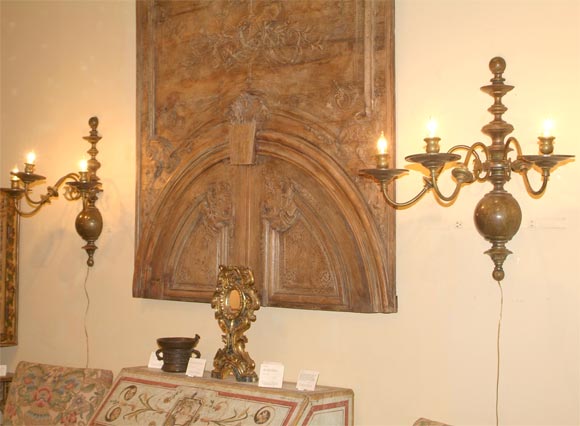 Pair of Dutch brass wall sconces