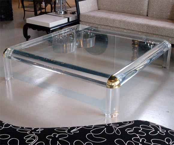 Large Karl Springer Lucite Coffee Table