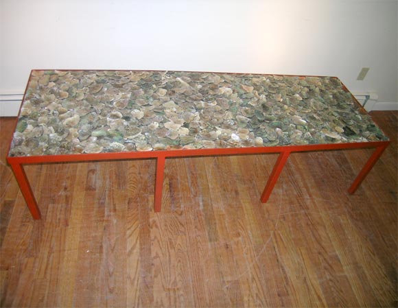 SPECTACULAR COFFEE TABLE WITH ABALONE SHELLS  BY TONY DUQUETTE