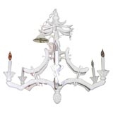 White Painted Wood Chandelier with Monkey