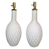 Pair of Ceramic Pineapple Lamps