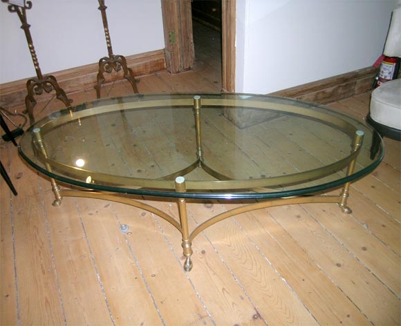 Brass Base Oval Coffee Table