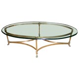 Brass Base Oval Coffee Table