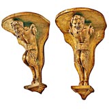 19thc Giltwood Satyr Brackets