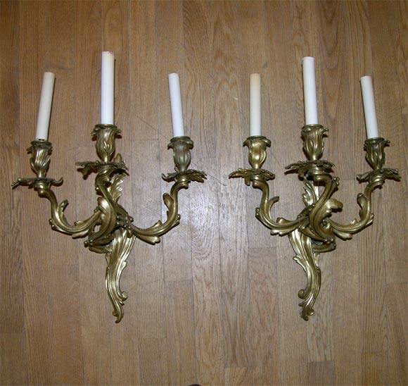 Bronze Dore Three Arm Sconces