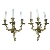 Bronze Dore Three Arm Sconces