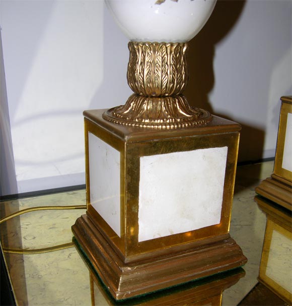 Pair of decoupage glass table lamps 2