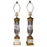 Vintage Pair of decoupage glass table lamps