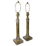 Antique Pair of column-form table lamps